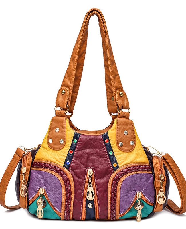 The Nina Trendy Patchwork Single Shoulder Bag Detail – La Rose Couture Handbags & Clutches