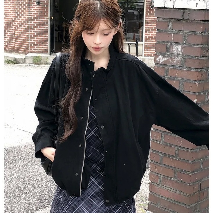 Loose drop-shoulder drawstring vintage distressed stand collar frock coat - Image 3