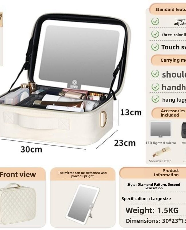 The Morgane Led Illuminated Cosmetic Makeup Case Detail – La Rose Couture Handbags & Clutches