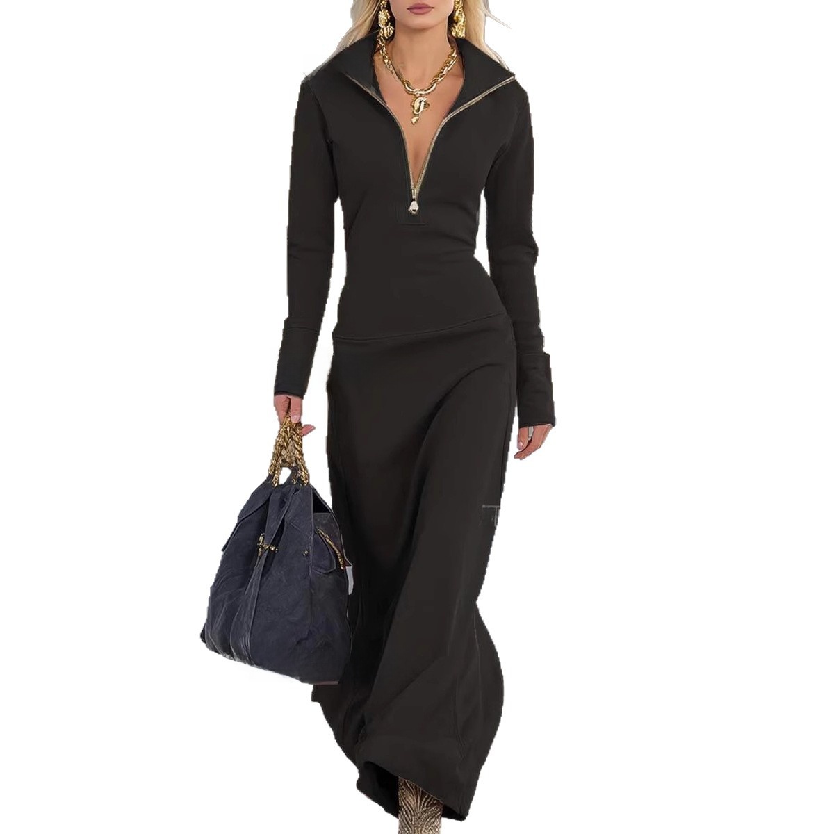 Womens Half Zip Polo Dress - Image 2