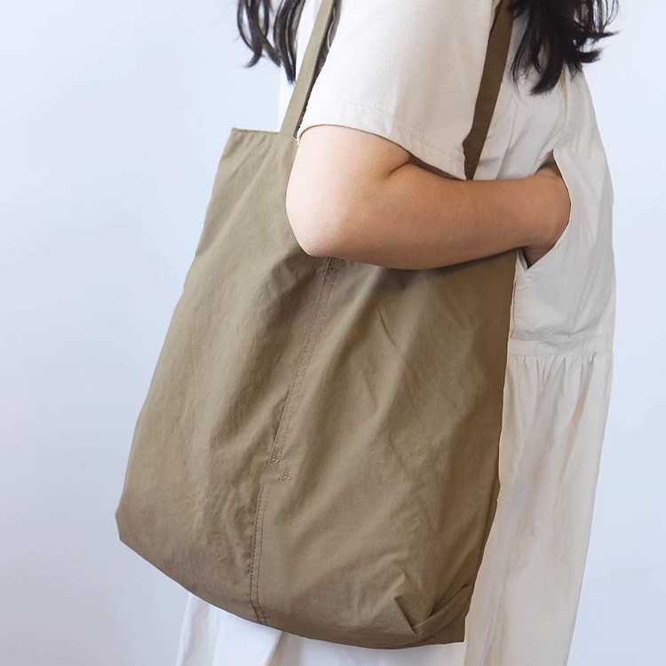Japanese-Style Lightweight Nylon Shoulder Tote Bag