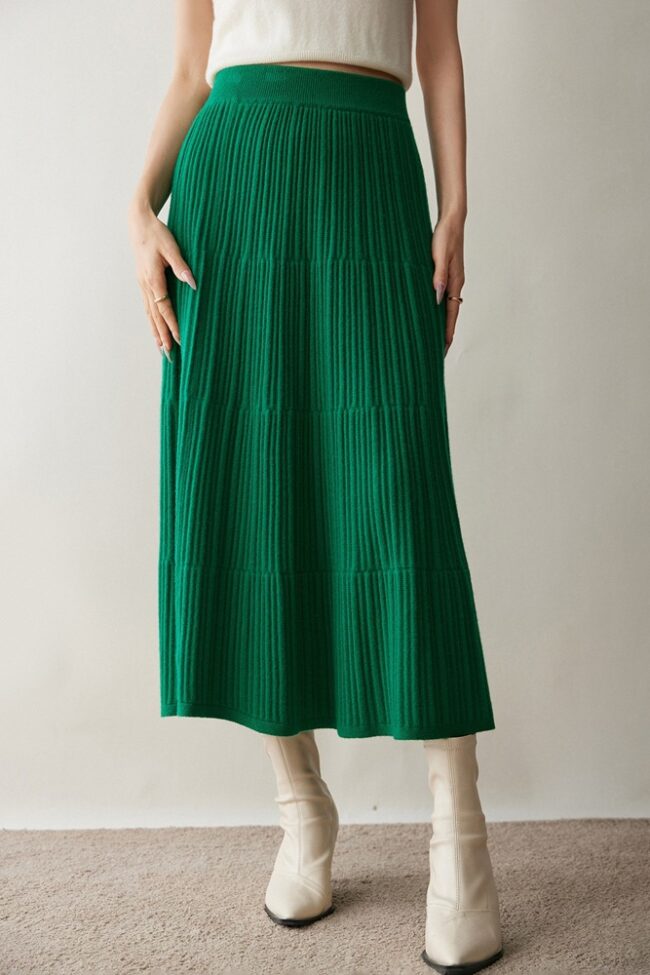 The Laurene Cashmere Knitted Skirt Detail – La Rose Couture Trousers & Skirts