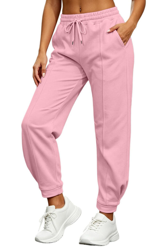 The Sylvie Fleece Lined Sweatpants Casual Joggers Drawstring Pants Detail – La Rose Couture Trousers & Skirts