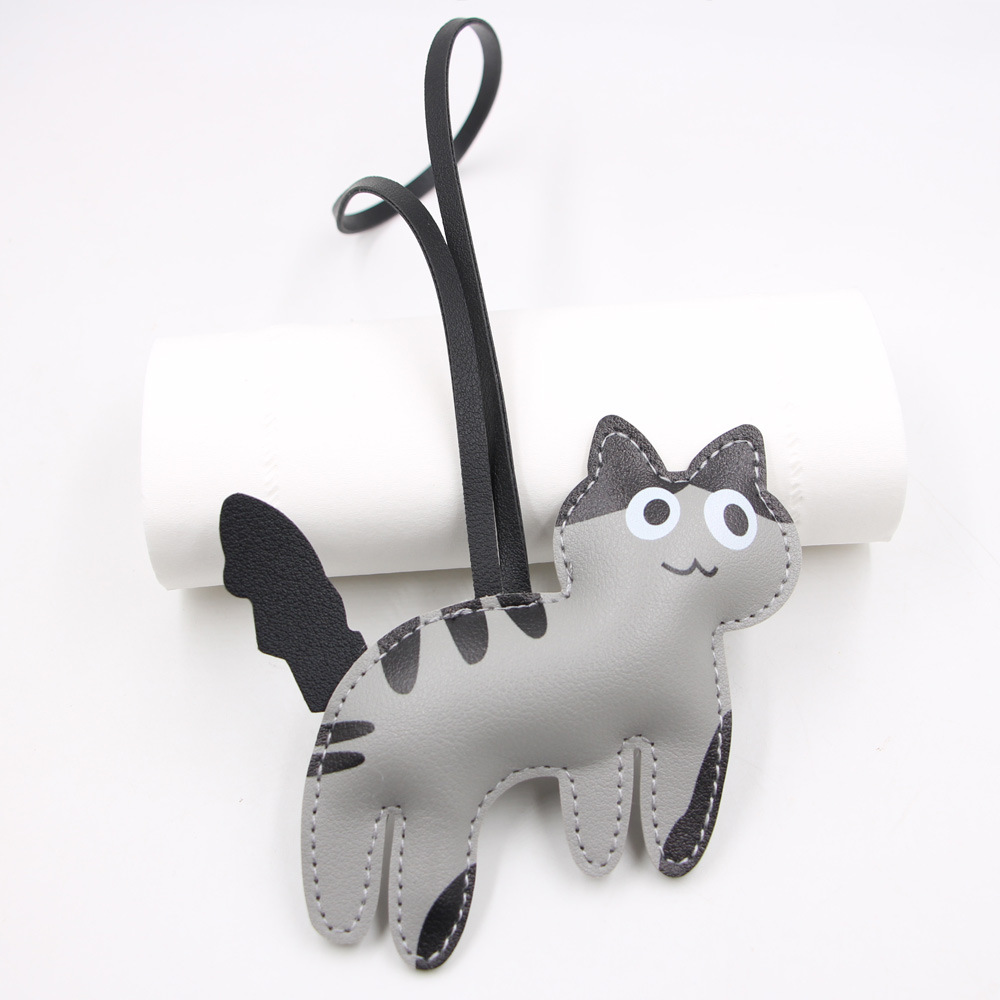 Cute Kitten PU Leather Backpack Pendant Electroplated Bag Charm Luggage Accessory - Image 5