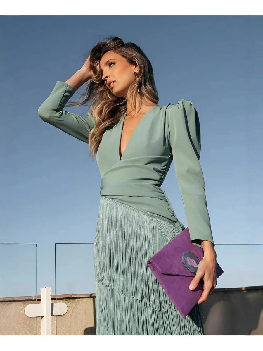 Elegant Tassel Maxi Evening Dress - Image 3