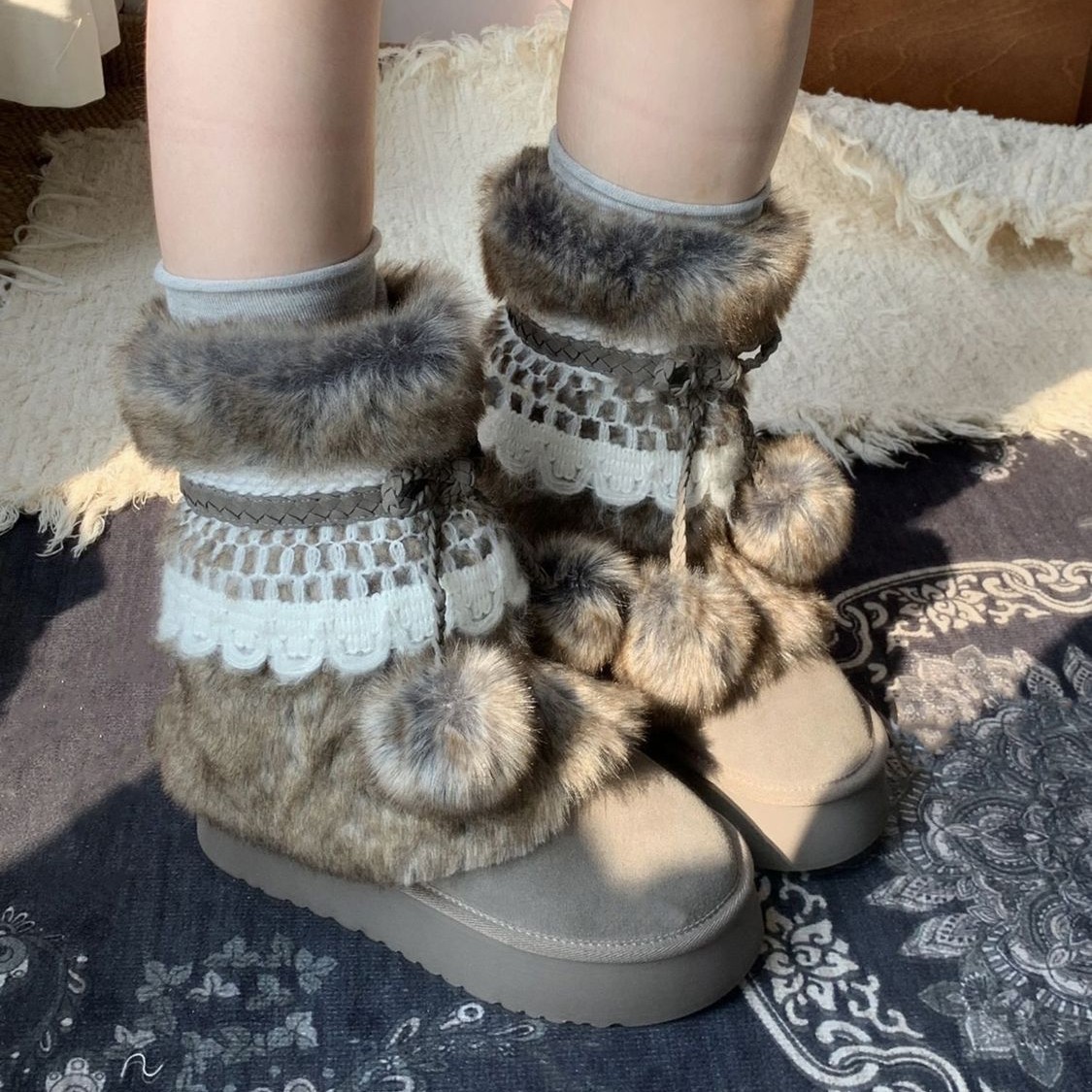 Retro Thick-Soled Brown Boots