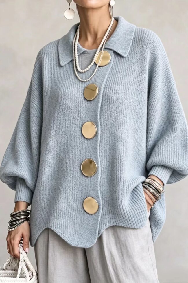 The Margot Knitted Coat Wave Hem Retro Loose Cardigan Detail – La Rose Couture Coats & Jackets