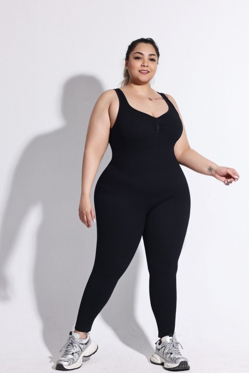 Plus Size Backless Thick Ribbed Jumpsuit Detail – La Rose Couture Dresses & Gowns
