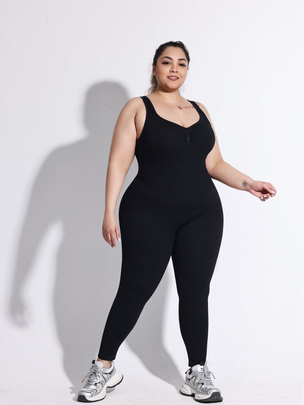Plus Size Backless Thick Ribbed Jumpsuit for Women - Image 2