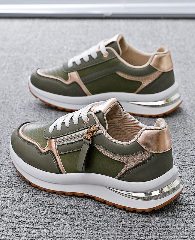 The Zoe Colorblocked Round Toe Pu Leather Flat Platform Casual Sneakers Detail – La Rose Couture Shoes & Footwear