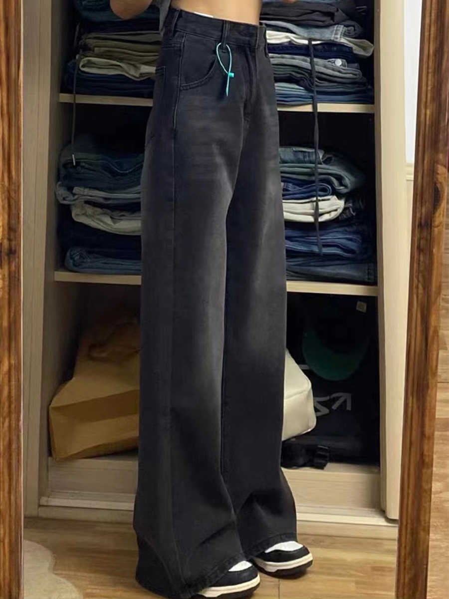 Plus Size Vintage Denim Wide Leg Pants - Image 3