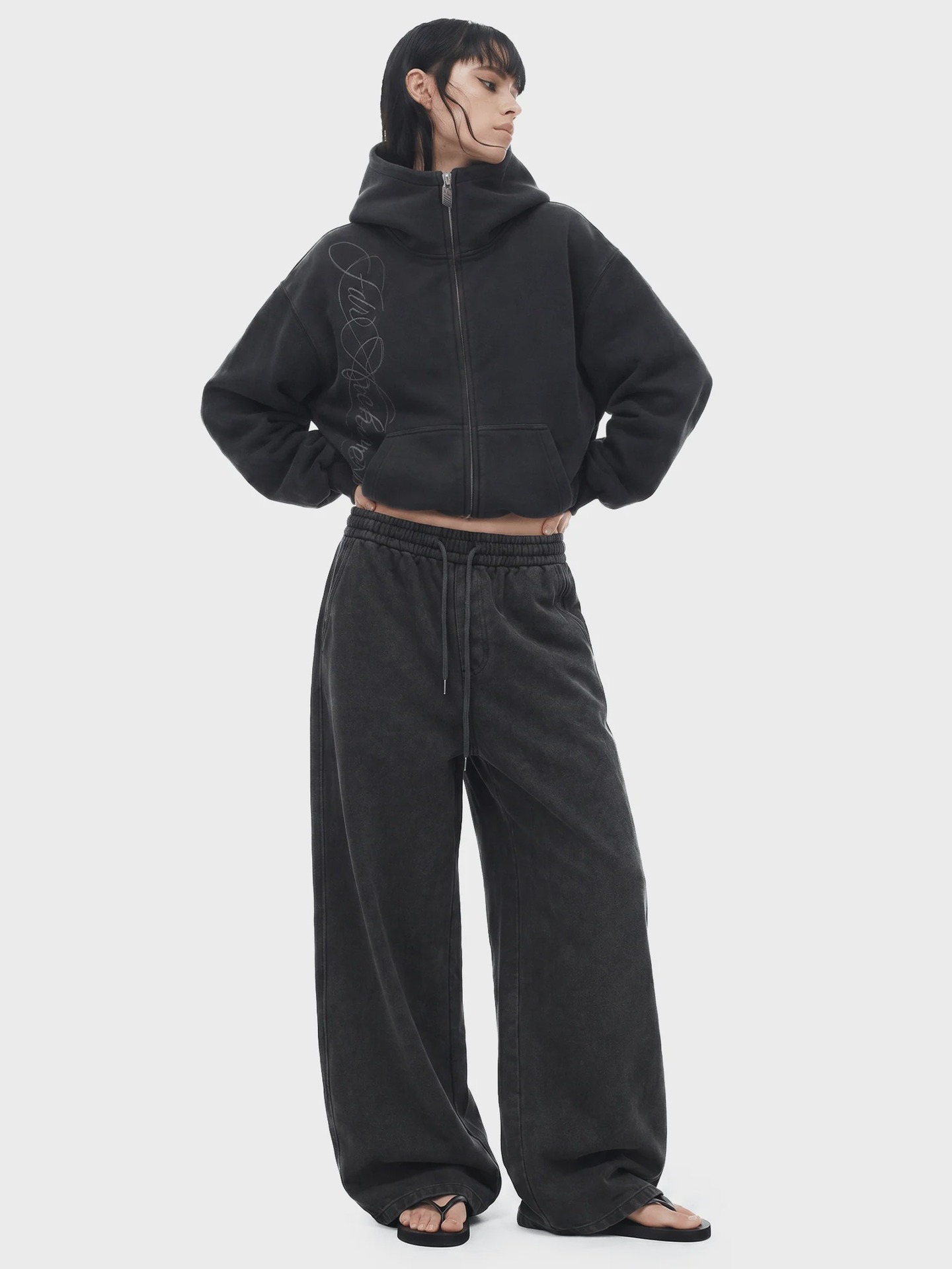 Printed high-neck pullover with hood and zipper vest - Image 3