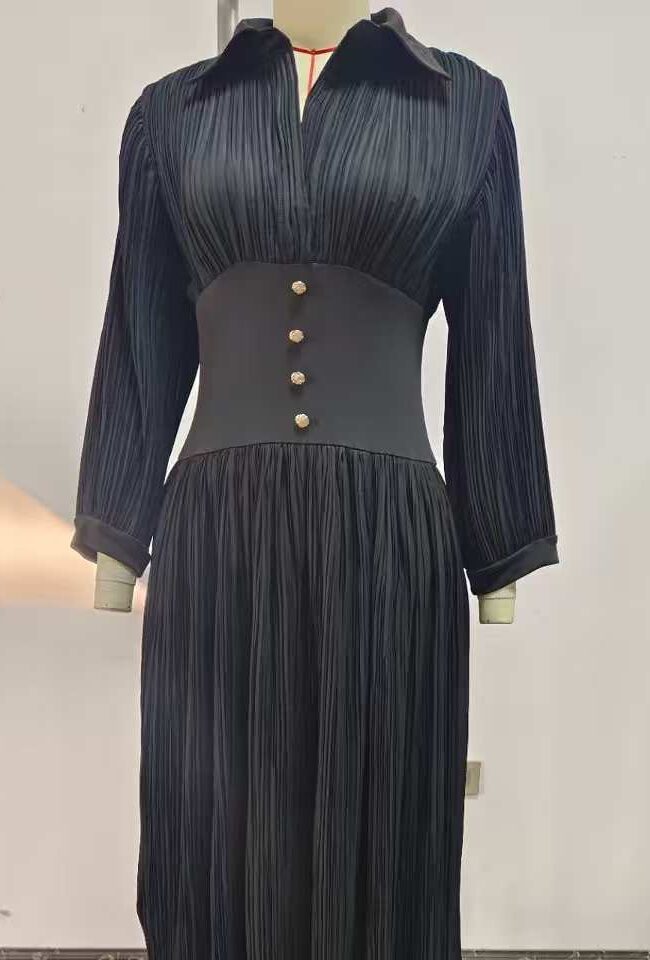 The Solene Elegant Pleated a Line Dress Detail – La Rose Couture Dresses & Gowns