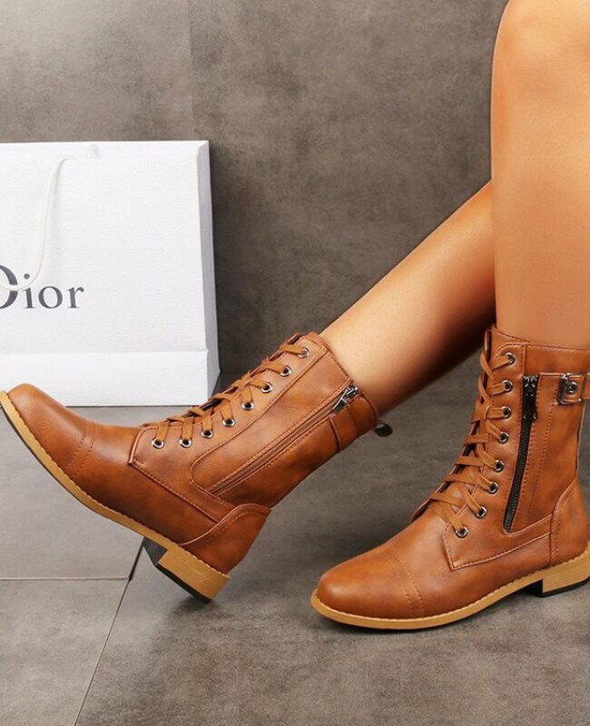 The Yvette Low Heel Round Toe Side Zipper Ankle Boots Detail – La Rose Couture Shoes & Footwear