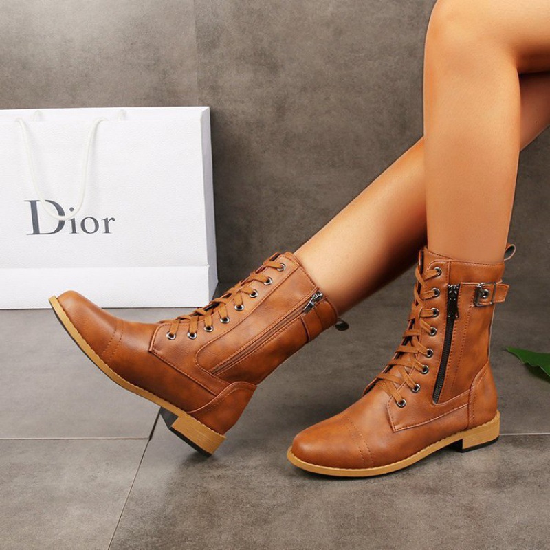 Low Heel Round Toe Side Zipper Ankle Boots - Image 4