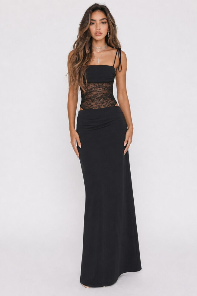 Off Shoulder Lace Slim Fit Slit Long Dress Detail – La Rose Couture Dresses & Gowns