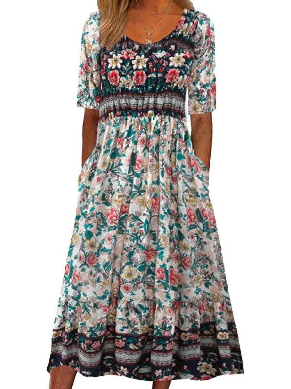 Womens Floral Print Bohemian Maxi Dress - Image 5