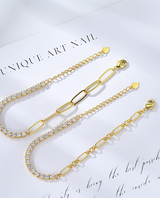 The Adrienne 3mm Zircon Dual Tone Chain Bracelet 18k Gold Plated Light Luxury Simple Jewelry Detail – La Rose Couture Jewellery & Accessories