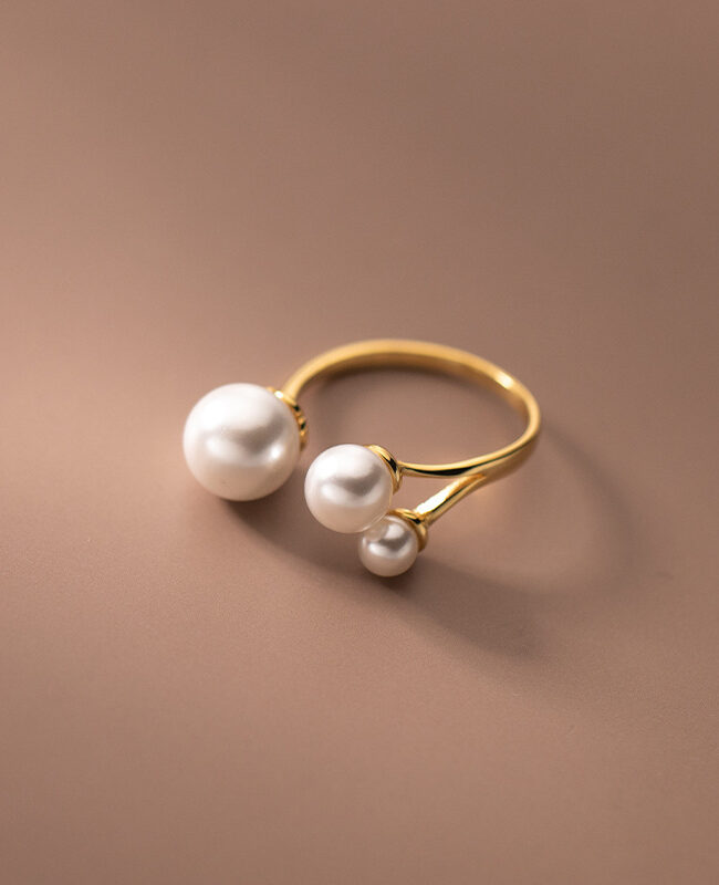 The Adele S925 Silver Adjustable Open Ring with Synthetic Pearl Bead for Jewelry Detail – La Rose Couture Jewellery & Accessories