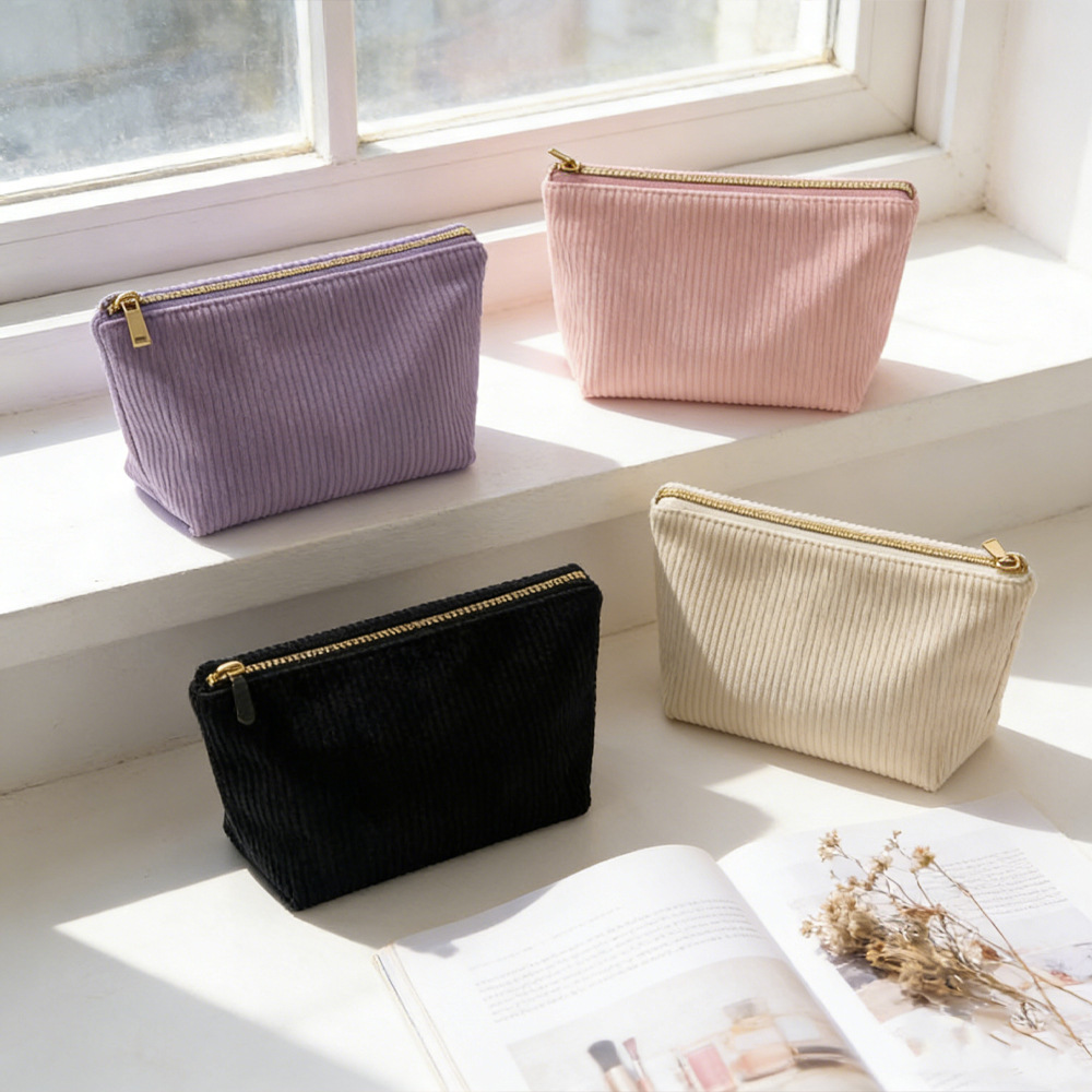 Large Capacity Corduroy Clutch Makeup Pouch for Women - Image 3