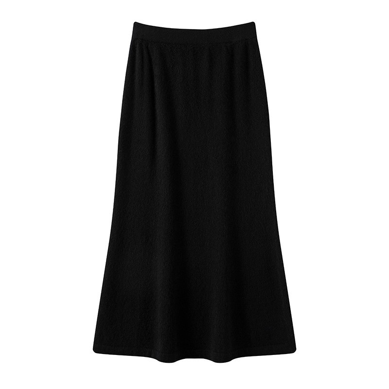 Womens High Waist Cashmere Blend A-Line Long Skirt - Image 2