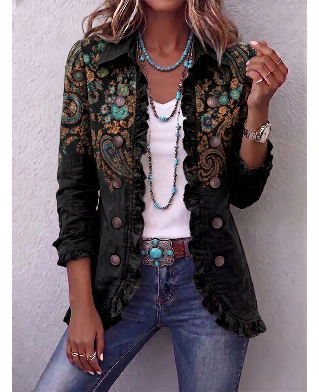 The Romane Ruffled Long Sleeve Cardigan – La Rose Couture Coats & Jackets