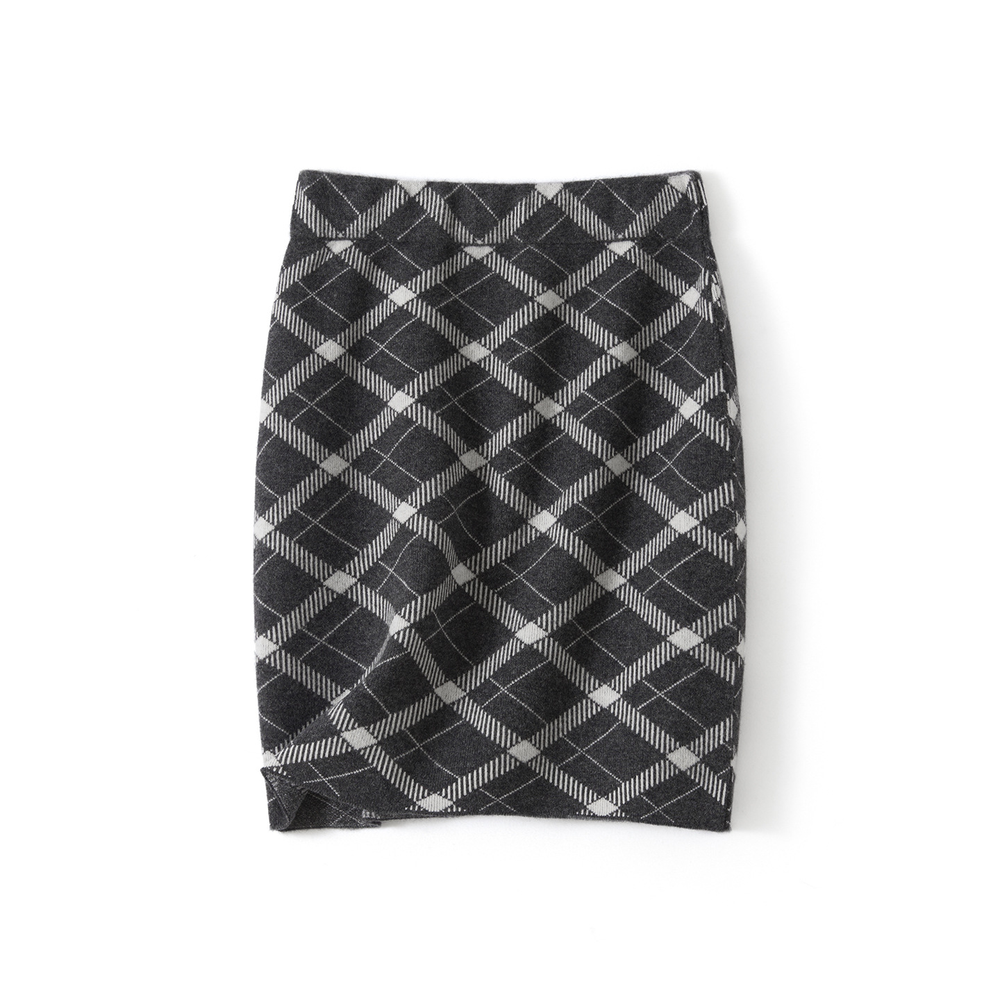 Pure Wool Knitted Plaid Skirt - Image 5