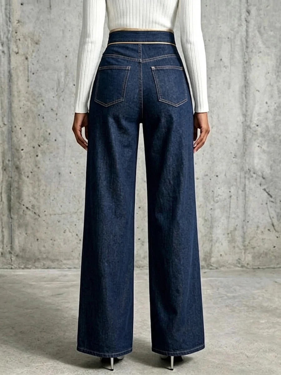 Womens Straight Leg Denim Pants - Image 4