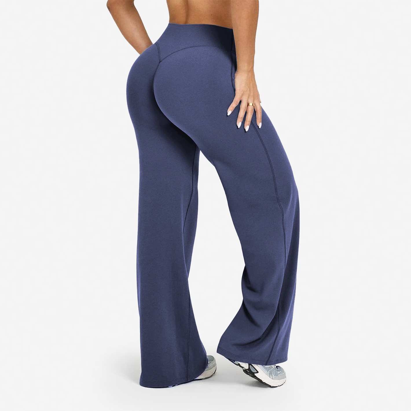 High-waisted butt-lifting wide-leg pants