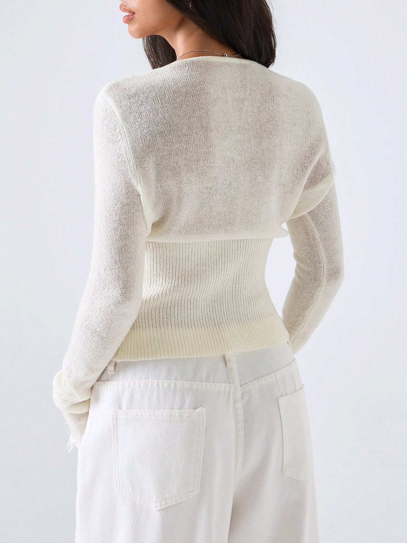 Lace Trim Knit Blouse - Image 5