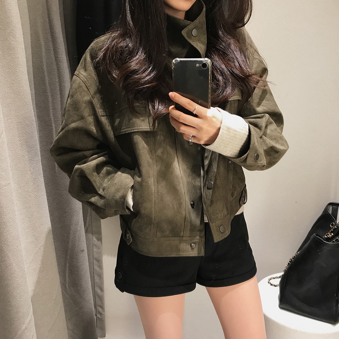 stand-collar loose jacket short coat for women - Image 2