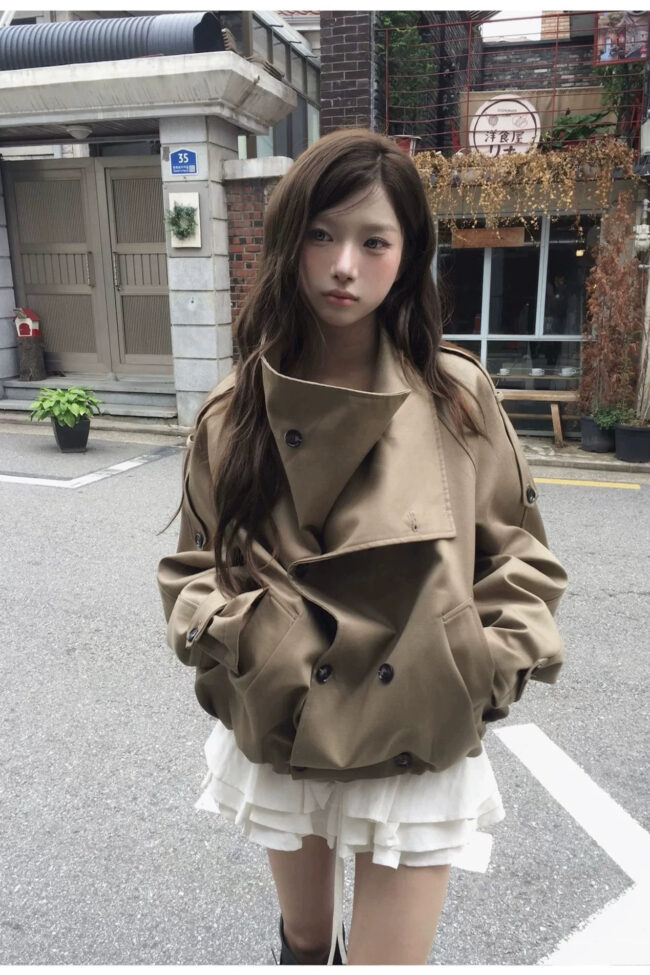 The Nadege Stand Collar Double Button Coat Detail – La Rose Couture Coats & Jackets