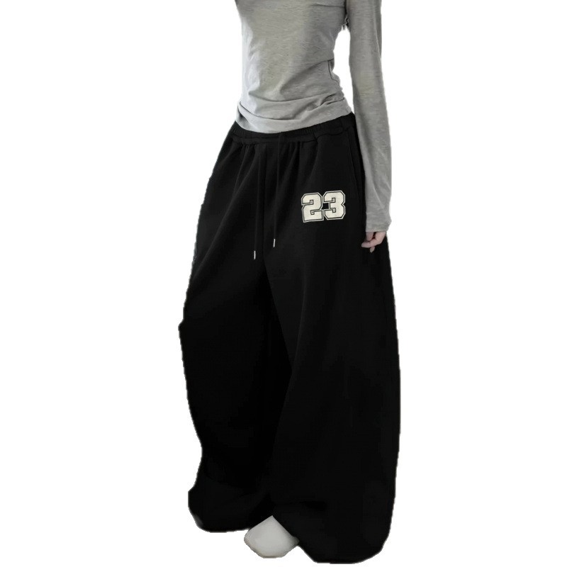 Men Letter Print Fleece-Lined High-Waist Wide-Leg Casual Pants - Image 5