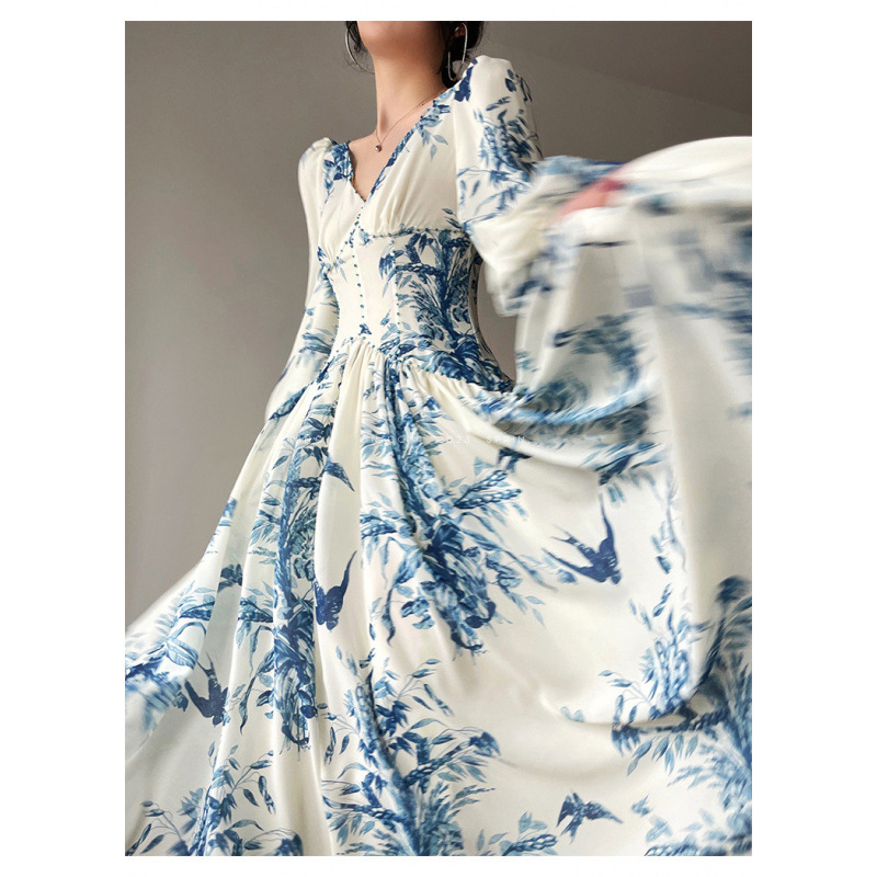 Beaded Printed Chiffon Midi Dress - Image 3