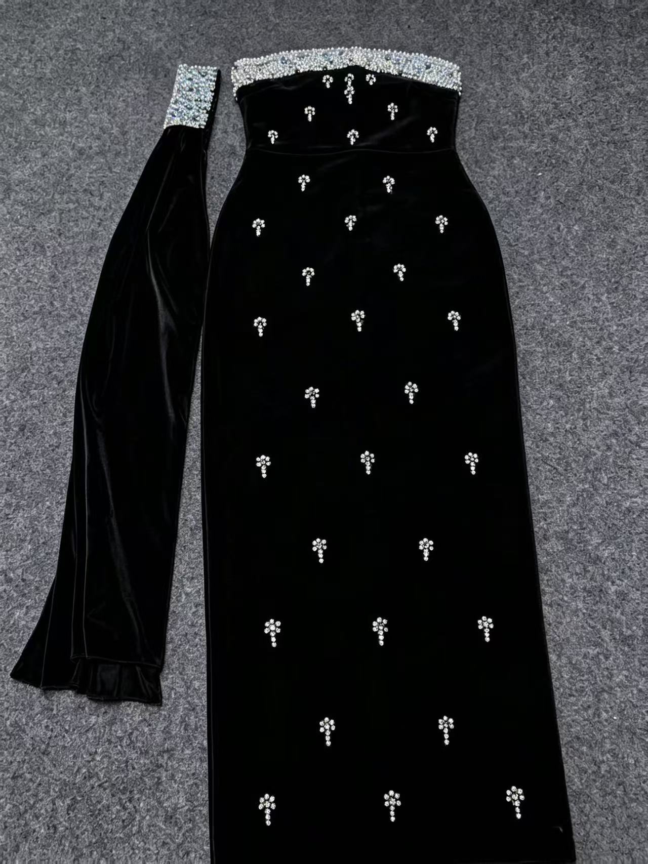 Strapless Bandage Dress with Full Rhinestones, Shiny and Elegant Long Gown - Image 2