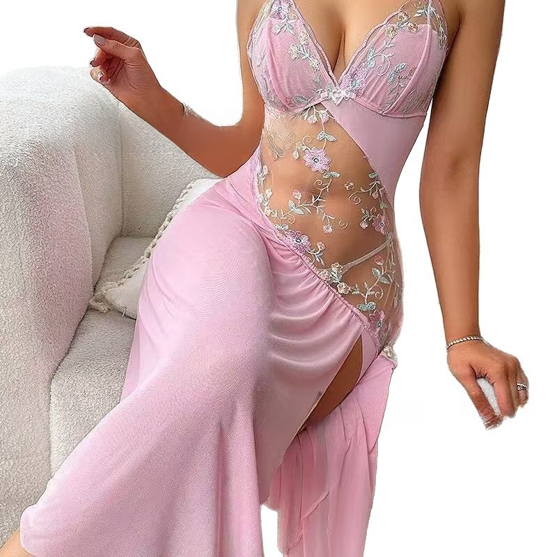 Embroidered floral halter dress - Image 4