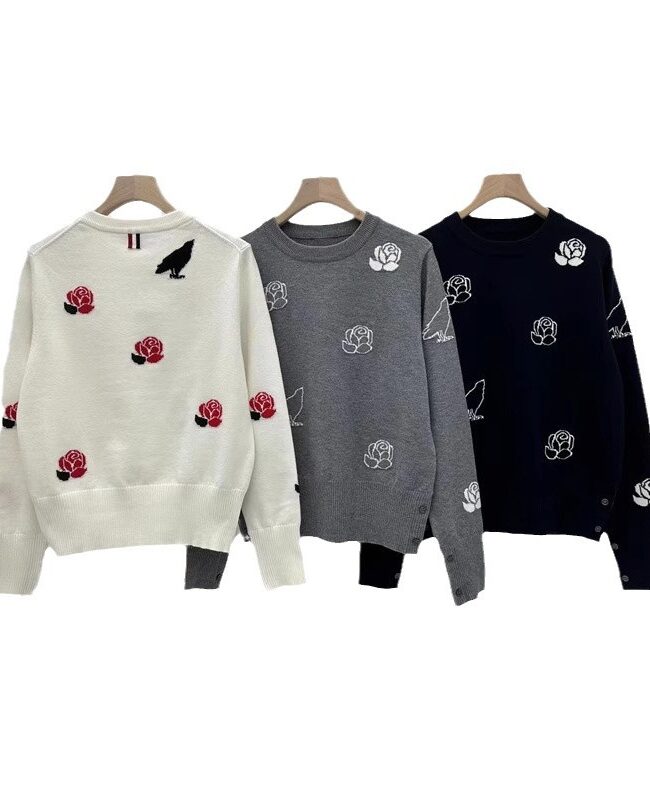 The Carine Fall Winter Round Neck Long Sleeved Knitted Sweater Detail – La Rose Couture Tops & Blouses