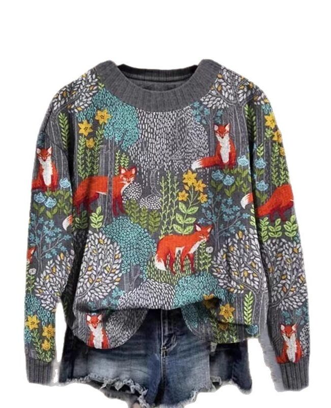 The Clarisse Print Long Sleeve Sweatshirt Detail – La Rose Couture Tops & Blouses
