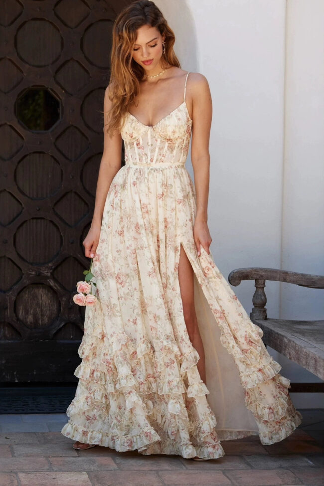 The Oceane Floral Long Dress Detail – La Rose Couture Dresses & Gowns