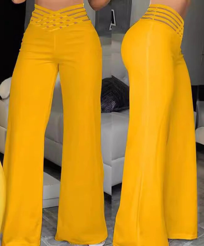 The Fleur High Waist Wide Leg Pants Detail – La Rose Couture Trousers & Skirts