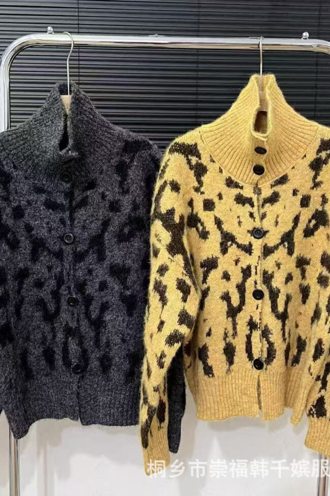 The Penelope Retro Leopard Print Knit Cardigan Detail – La Rose Couture Coats & Jackets