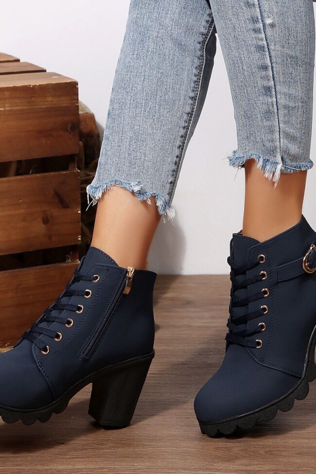 The Vivienne Chunky Heel Lace Up Ankle Boots Detail – La Rose Couture Shoes & Footwear