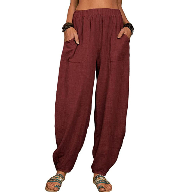 Womens Loose Fit Cotton Harem Pants - Image 4