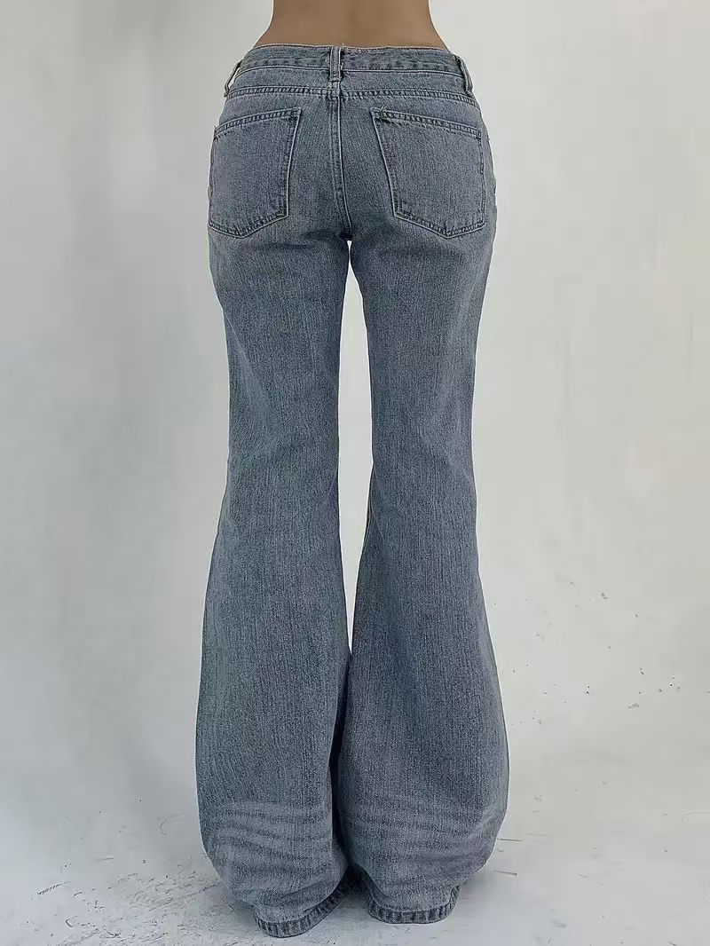 Vintage Blue Flared Denim Jeans for Women - Image 2