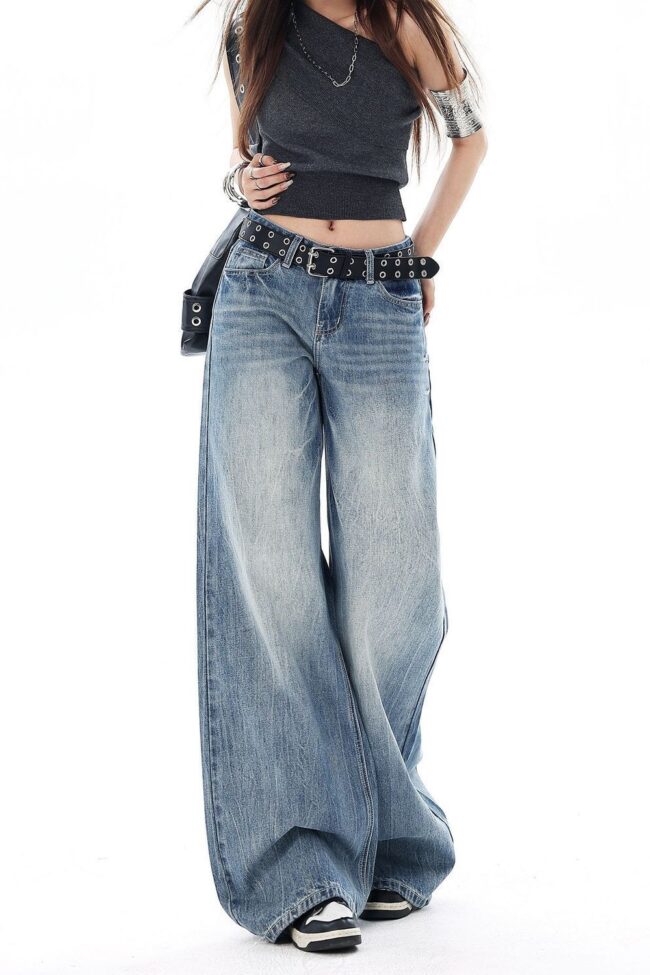 Washed Flared Denim Pants – La Rose Couture Trousers & Skirts
