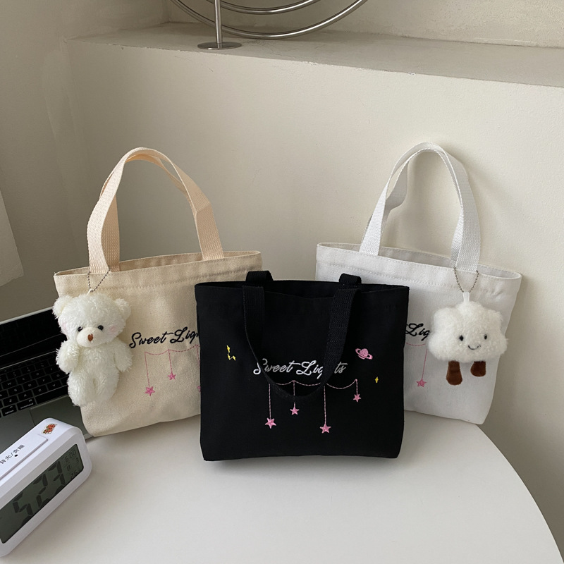 Japanese Style Canvas Letter Print Shoulder Bag