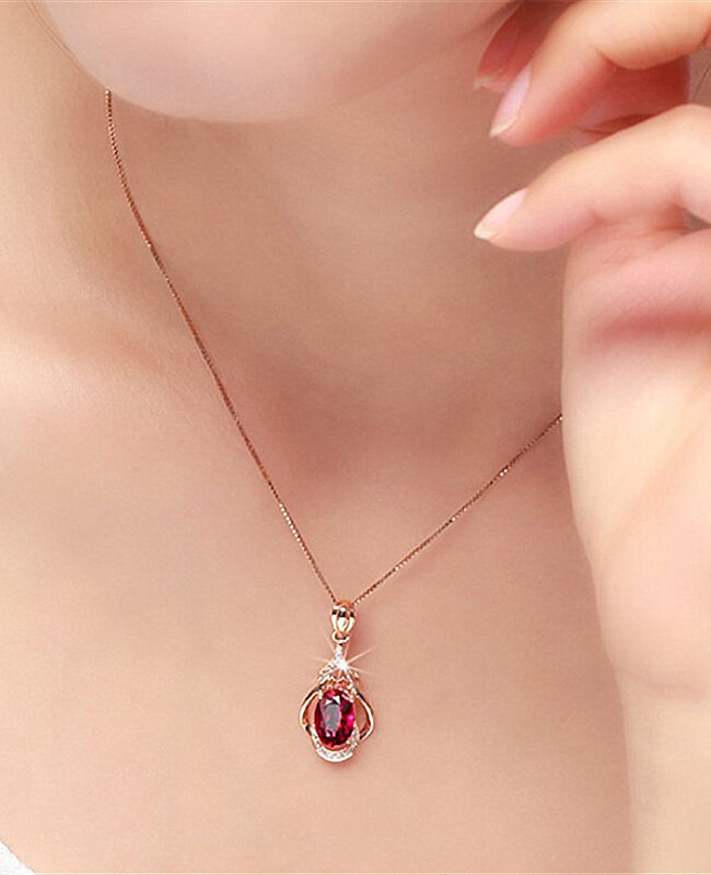 The Hermione Rose Gold Plated Red Tourmaline Water Drop Gemstone Pendant Necklace with Chain Detail – La Rose Couture Jewellery & Accessories