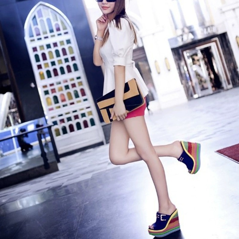 High-heeled platform shoes, genuine leather peep-toe sandals - Image 4