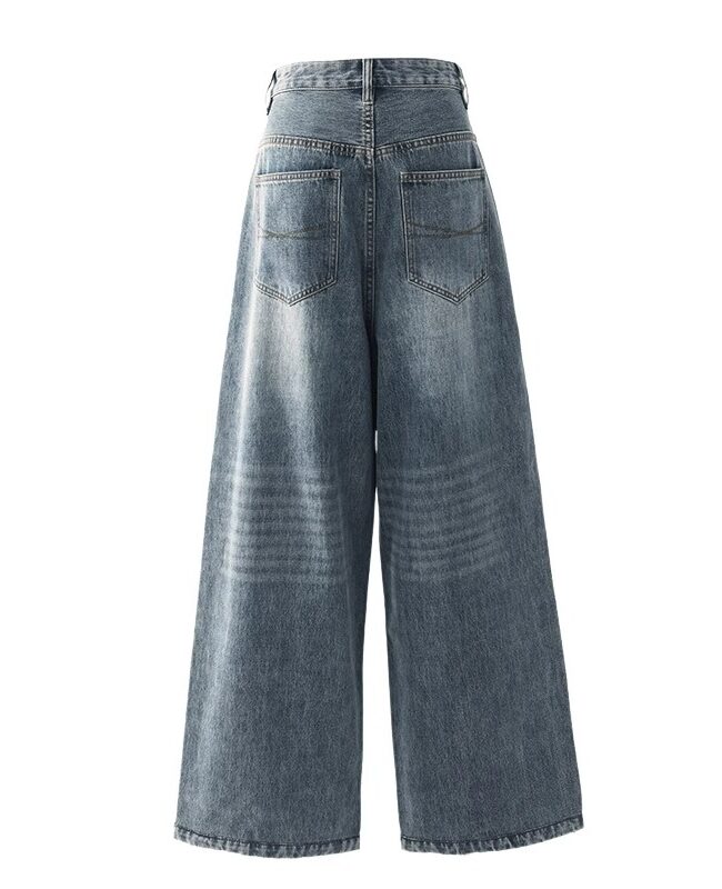 The Clemence Plus Size High Waist Wide Leg Vintage Blue Denim Jeans Detail – La Rose Couture Trousers & Skirts