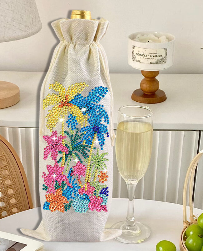 The Beatrice Diy Diamond Painting Christmas Linen Wine Gift Bag Detail – La Rose Couture Handbags & Clutches